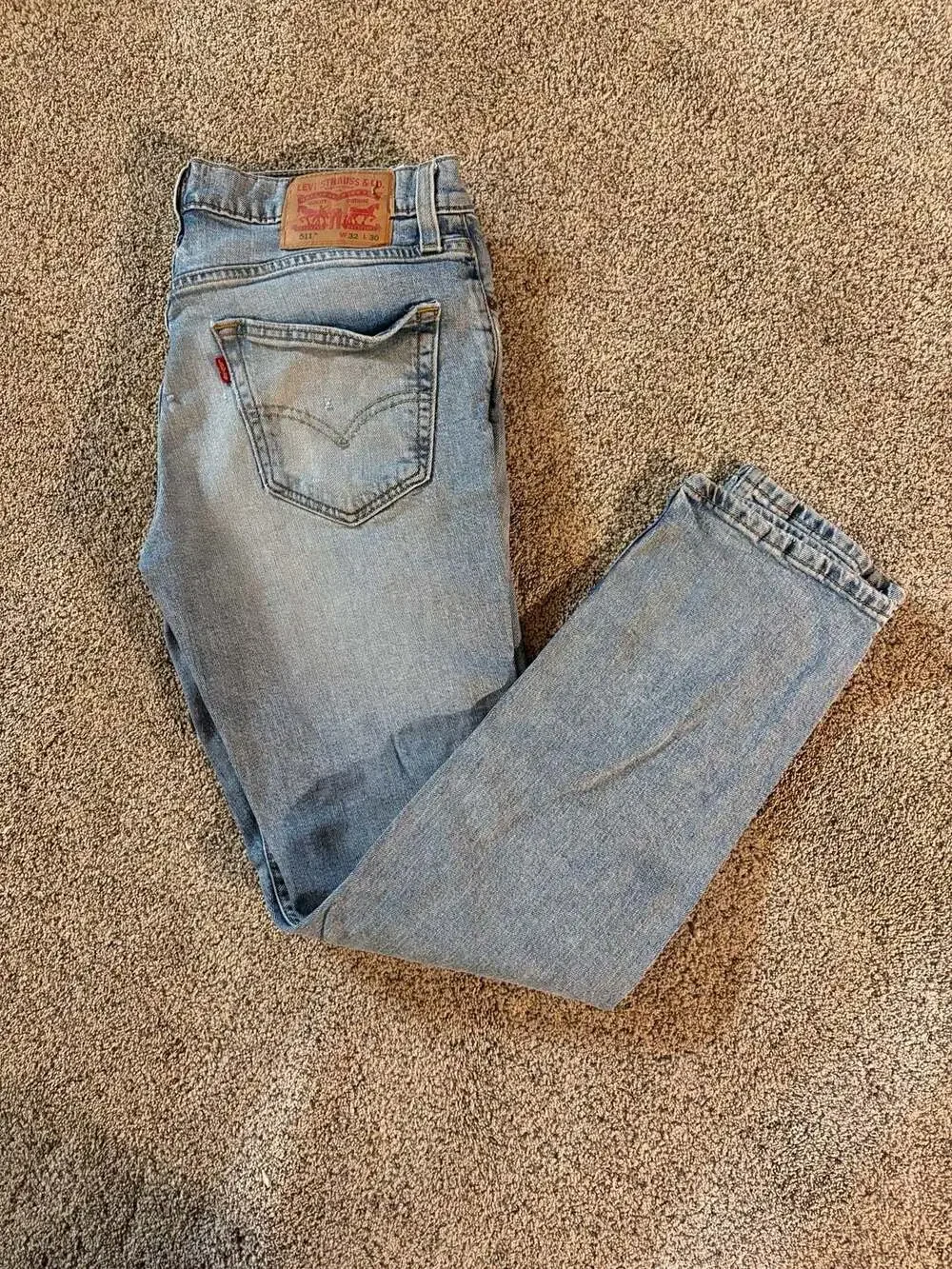 Levi's 511 Slim Fit Jeans Men's Light Wash Denim Cotton Blend Size 32x30